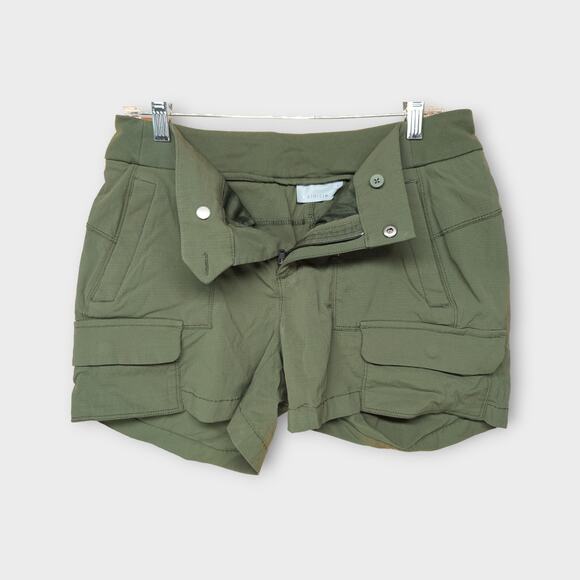 Women Athleta Shorts Green Trekkie Bermuda Hiking Olive Hiking Trail Casual Sz 8 - Picture 2 of 3